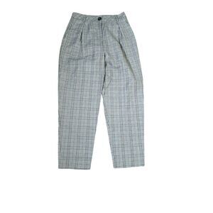 New Topshop High Waist Tapered Leg Plaid Dress Pants Womens 4 Gray